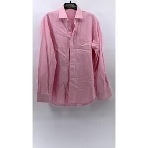 UNBRANDED Men's Pink Button-Up Long Sleeve Regular Fit Shirt SZ M